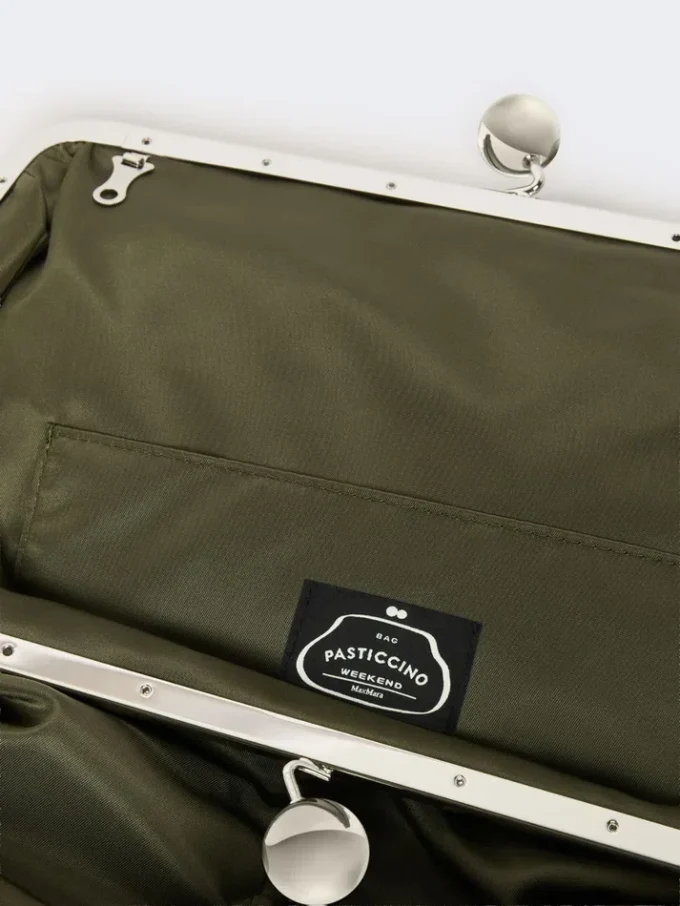 Extra-large technical gabardine pasticcino bag, sage green