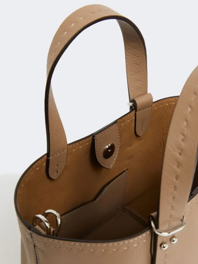 Extra-small leather archetipo bag, mud