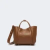 Extra-small leather marine bag, brown bronze