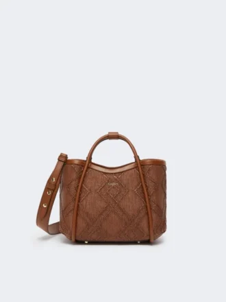 Extra-small marine bag in diamond-patterned basketweave, amber brown