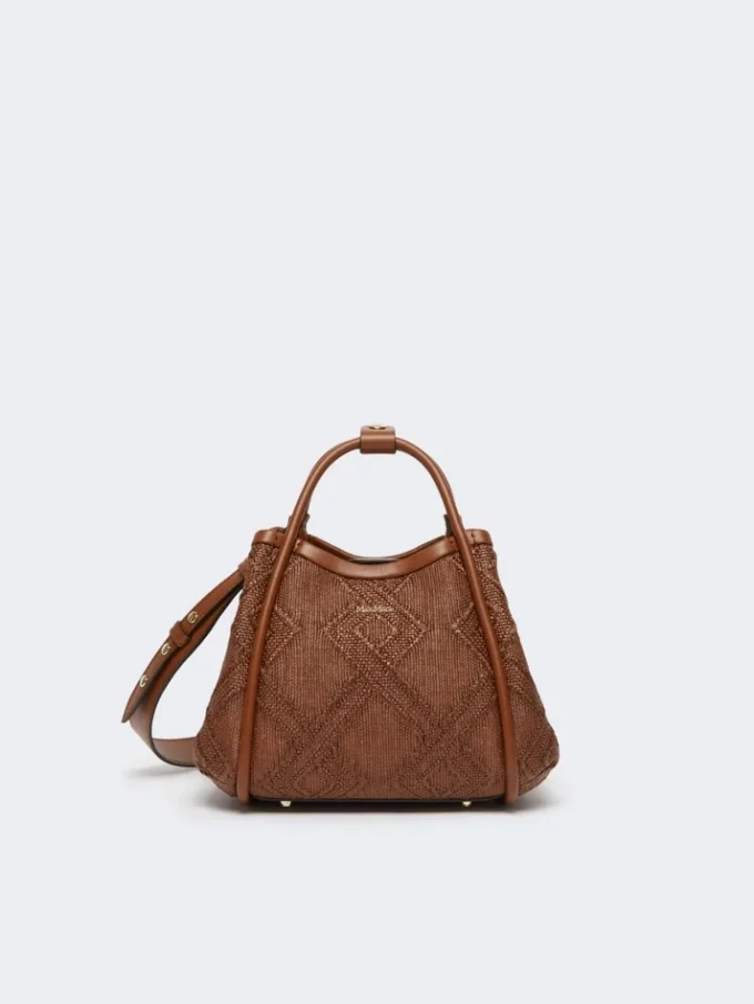 Extra-small marine bag in diamond-patterned basketweave, amber brown