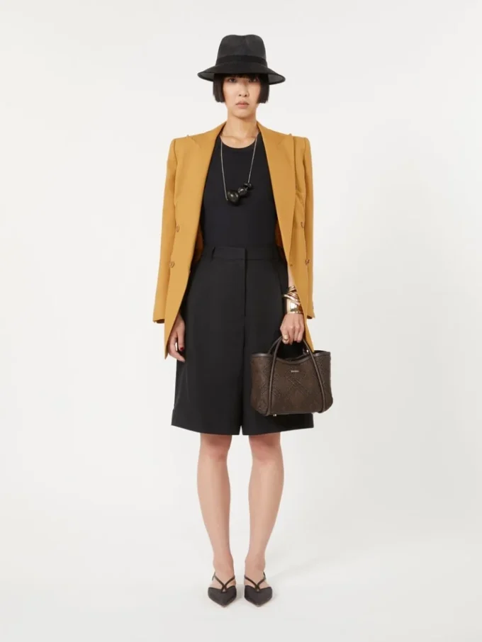 Extra-small marine bag in diamond-patterned basketweave, dark brown