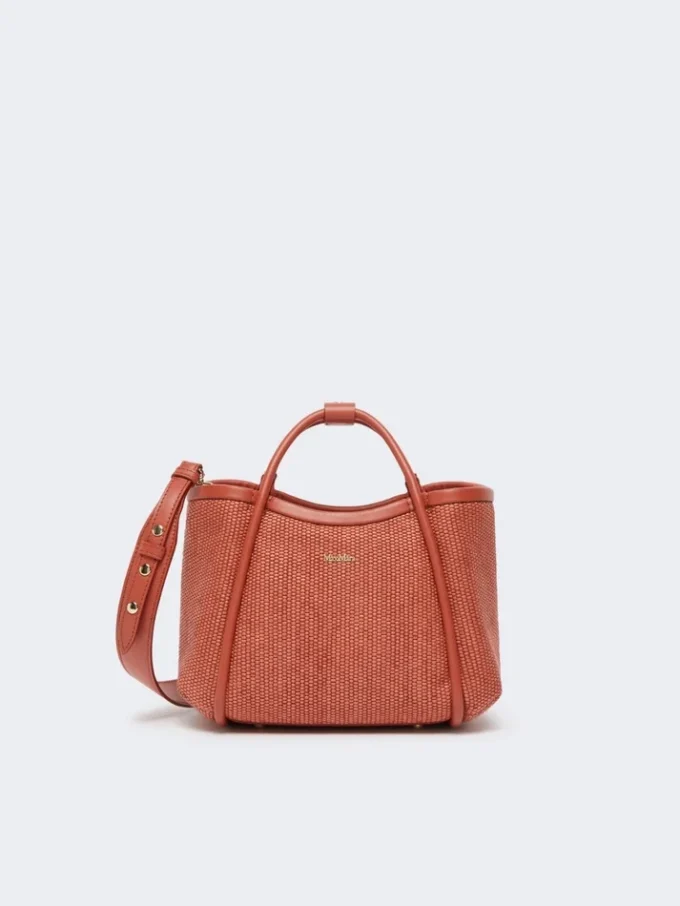 Extra-small raffia-look basketweave marine bag, terra cotta