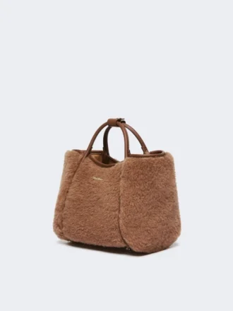 Extra-small teddy-fabric marine bag, camel