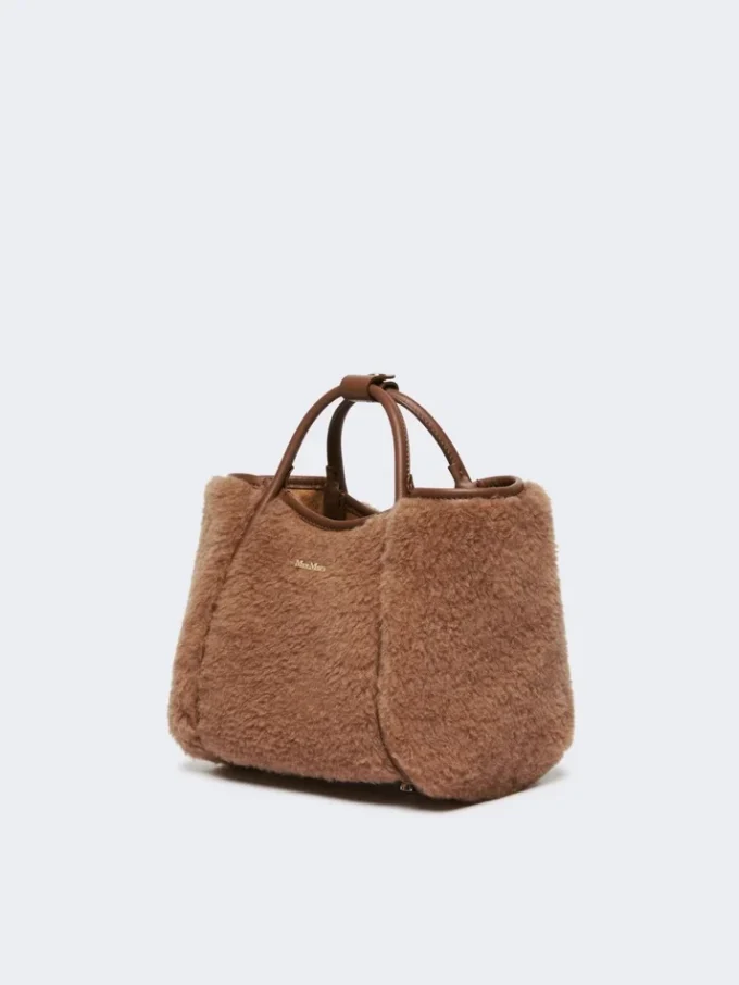 Extra-small teddy-fabric marine bag, camel