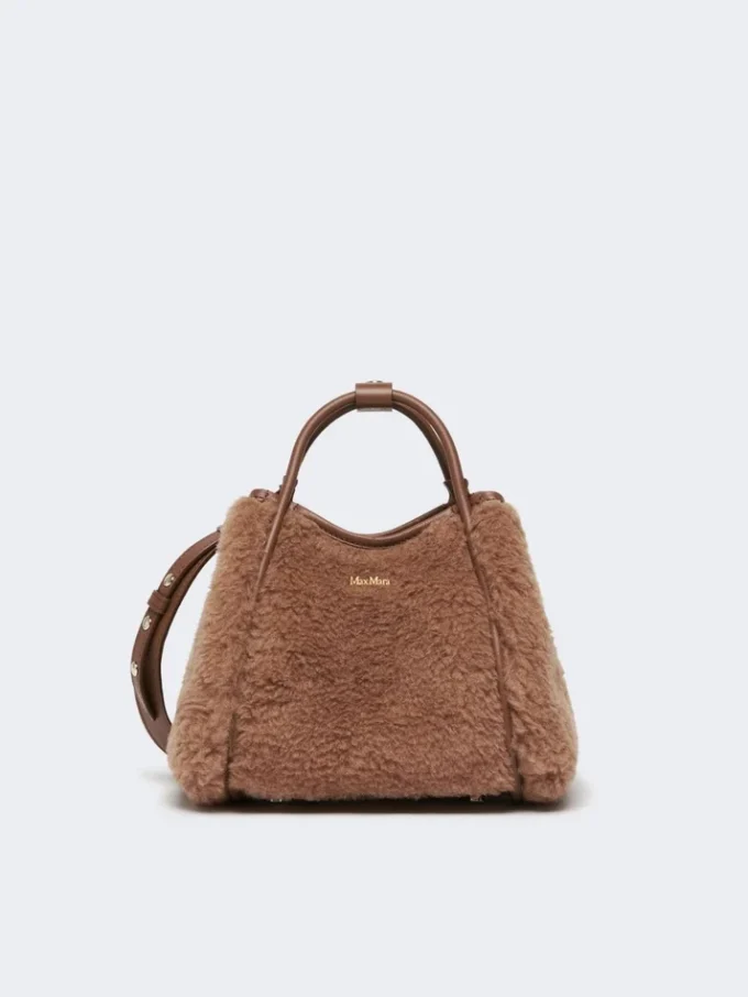 Extra-small teddy-fabric marine bag, camel