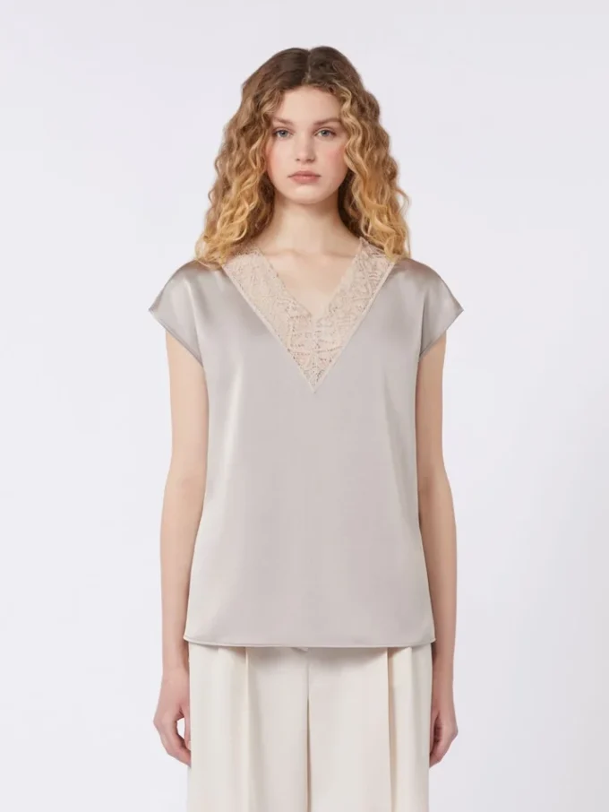 Feminine satin top, nudo