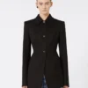Fitted gabardine shirt jacket, black