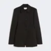 Fitted gabardine shirt jacket, black