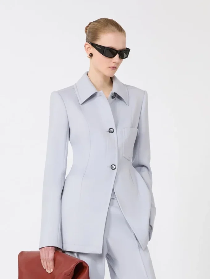 Fitted gabardine shirt jacket, medium grey Fitted gabardine shirt jacket, medium grey