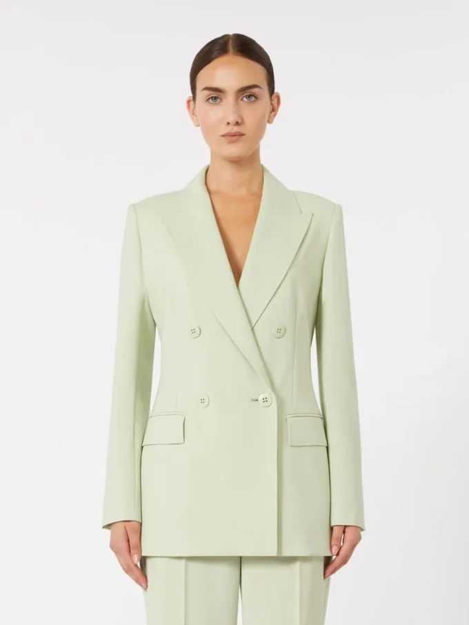 Fitted wool crepe blazer, green Fitted wool crepe blazer, green