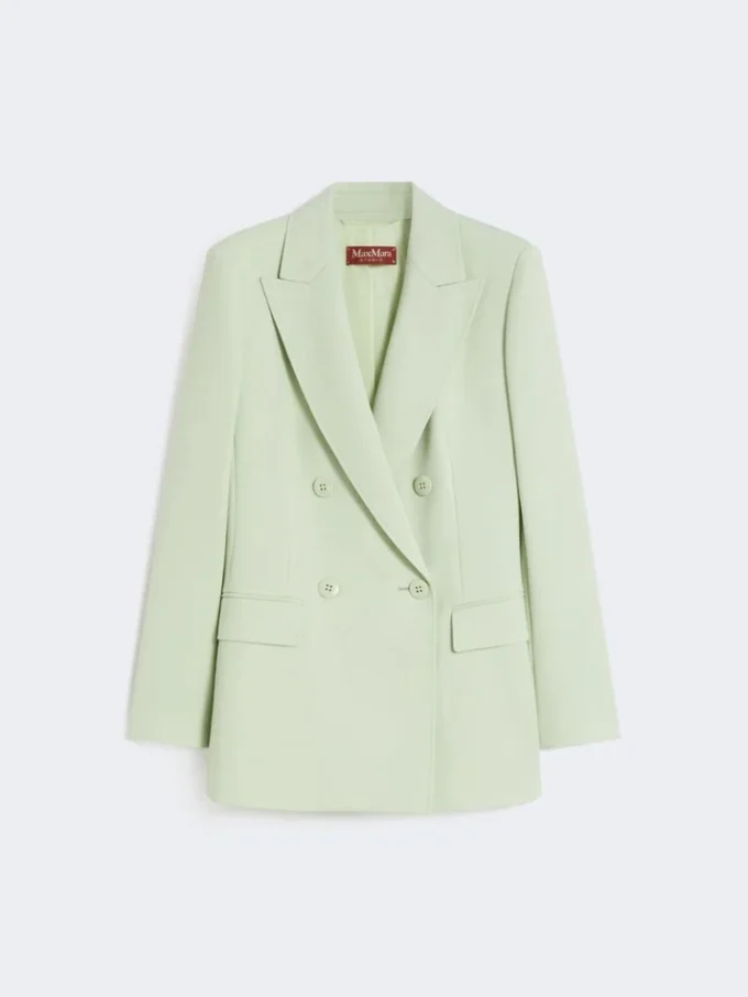 Fitted wool crepe blazer, green Fitted wool crepe blazer, green