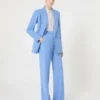 Fitted wool crepe blazer, light blue