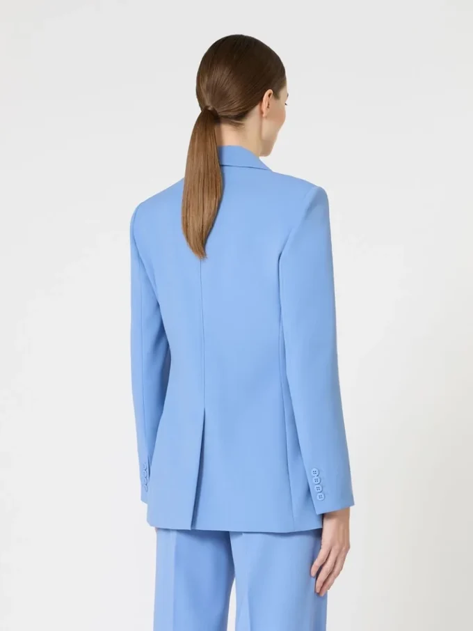 Fitted wool crepe blazer, light blue