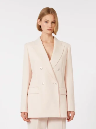 Fitted wool crepe blazer, pink