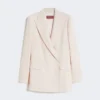 Fitted wool crepe blazer, pink Fitted wool crepe blazer, pink