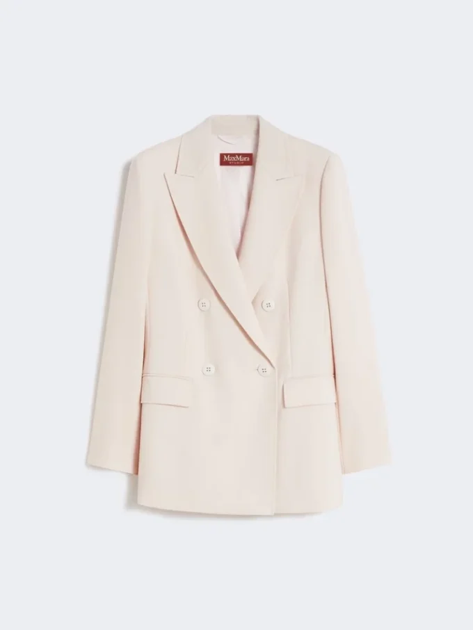 Fitted wool crepe blazer, pink Fitted wool crepe blazer, pink
