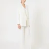 Fitted wool crepe blazer, white Fitted wool crepe blazer, white