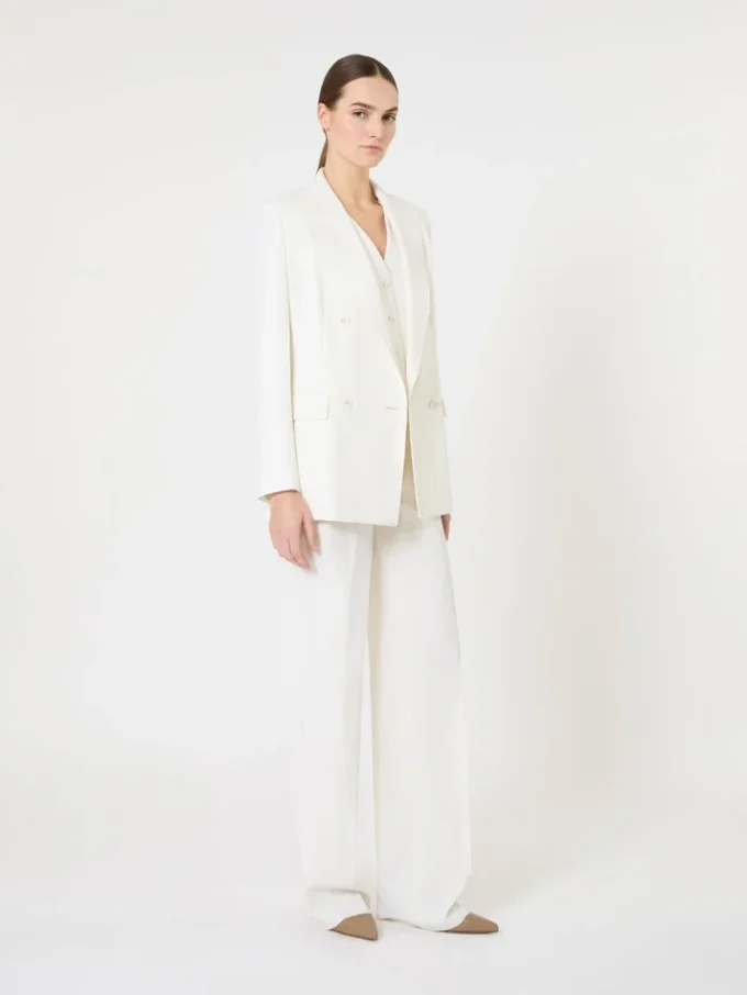 Fitted wool crepe blazer, white Fitted wool crepe blazer, white
