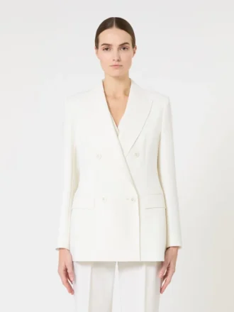 Fitted wool crepe blazer, white