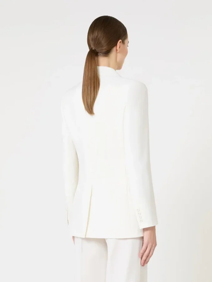 Fitted wool crepe blazer, white Fitted wool crepe blazer, white