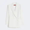Fitted wool crepe blazer, white Fitted wool crepe blazer, white