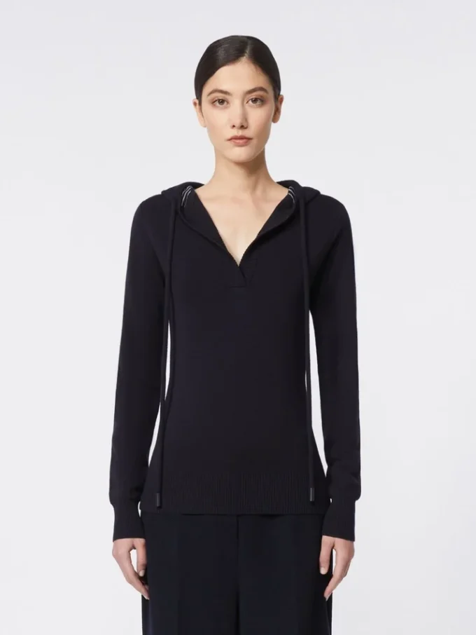 Fitted wool jumper, navy