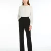 Flared cady trousers, black