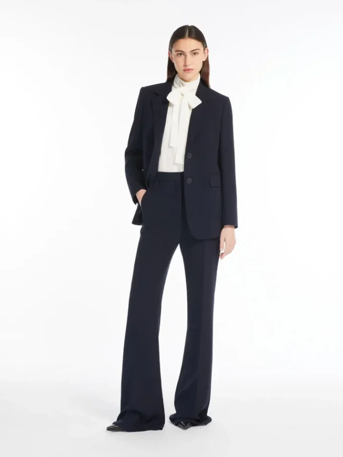 Flared cady trousers, navy