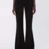 Flared stretch viscose trousers, black