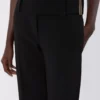 Flared stretch viscose trousers, black