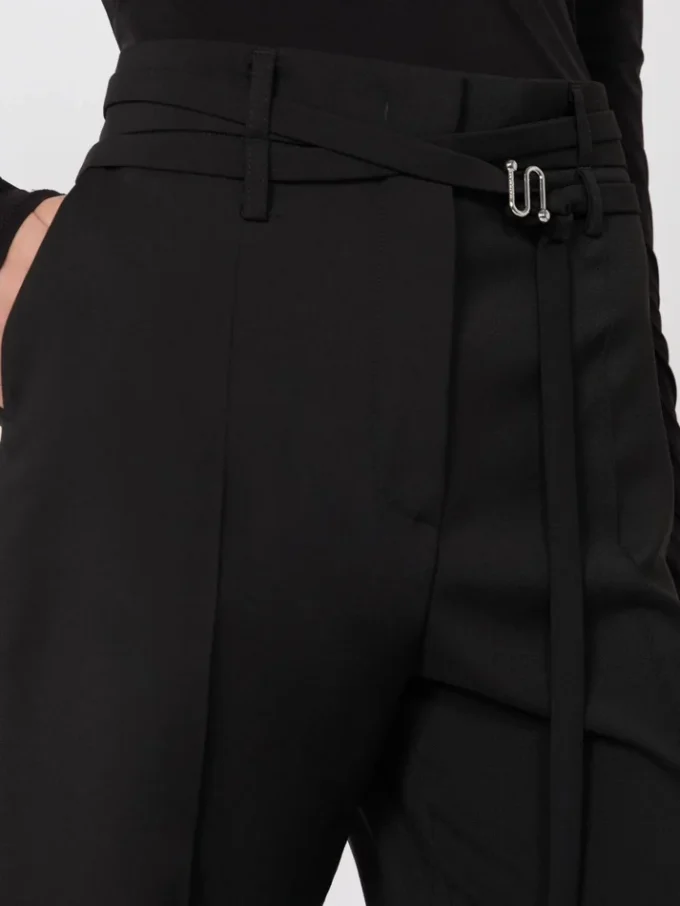 Flared stretch woollen cloth trousers, black Flared stretch woollen cloth trousers, black