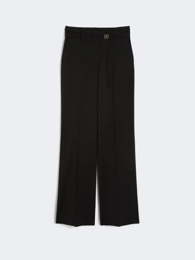 Flared stretch woollen cloth trousers, black Flared stretch woollen cloth trousers, black