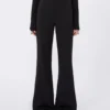 Flared trousers in stretch jersey, black