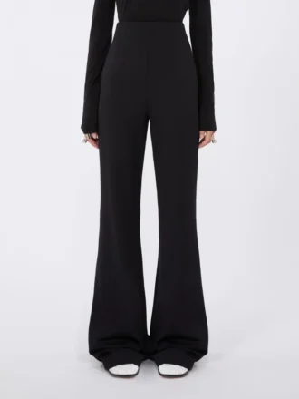 Flared trousers in stretch jersey, black