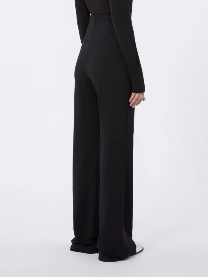 Flared trousers in stretch jersey, black