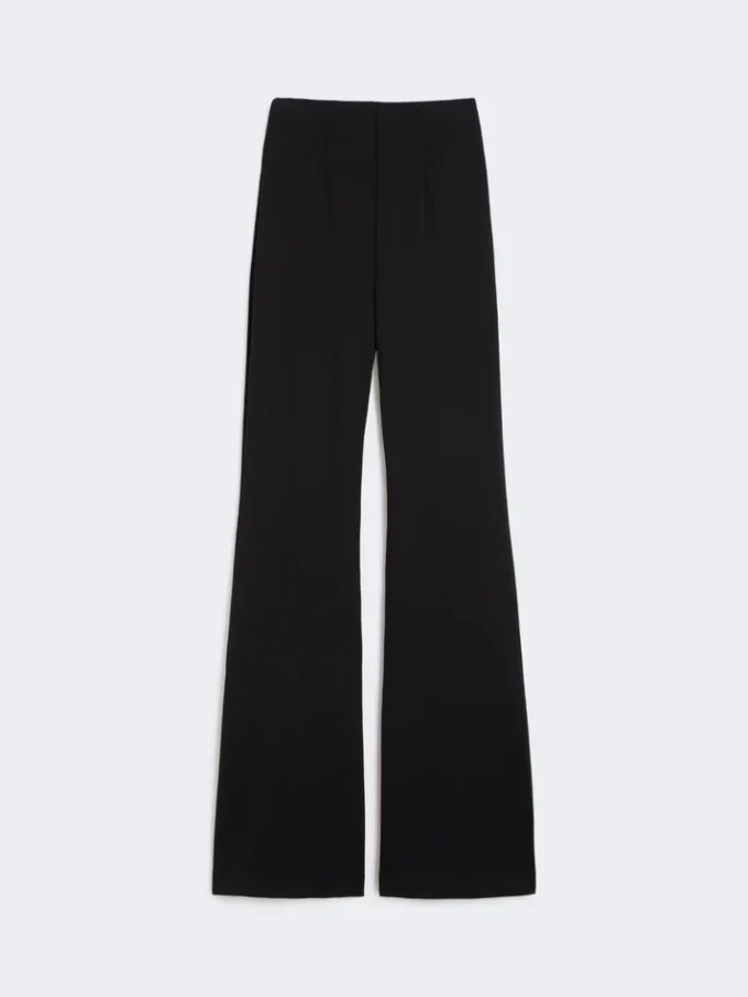 Flared trousers in stretch jersey, black