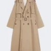 Flowing cotton and nylon trench coat, hazelnut brown