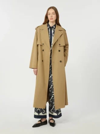 Fluid printed silk trousers, navy