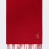 Fringed cashmere stole, dark red