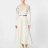 Full, tech wool skirt, ivory