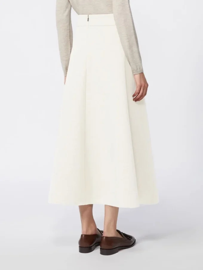 Full, tech wool skirt, ivory