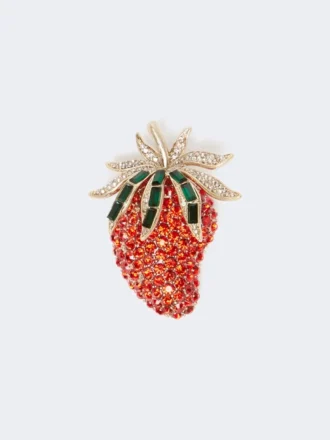 Glass brooch, red
