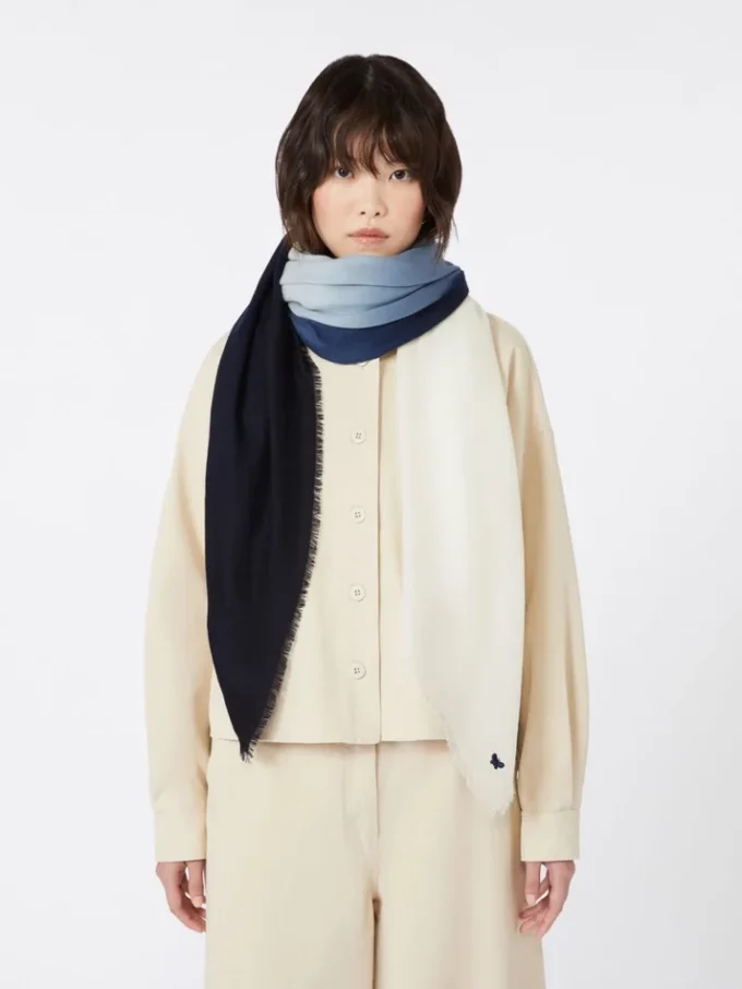 Gradient wool shawl, midnightblue