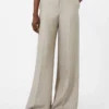 Herringbone linen twill trousers, beige