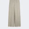 Herringbone linen twill trousers, beige