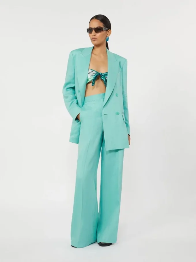 Herringbone linen twill trousers, water