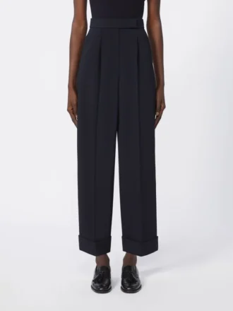 High-waisted wool trousers, ultramarine