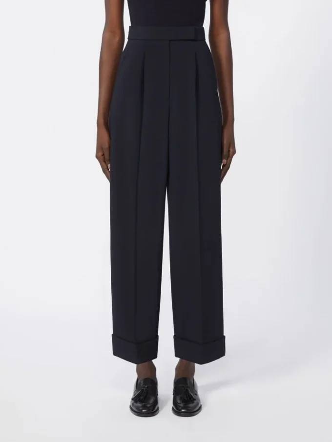 High-waisted wool trousers, ultramarine