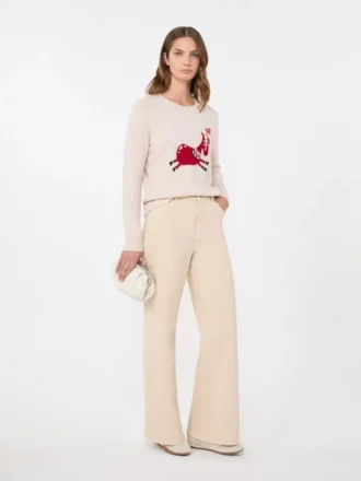 Inlay-detail cashmere sweater, sand